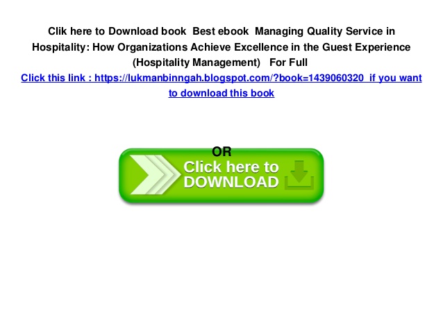 Managing the guest experience in hospitality ebook reader